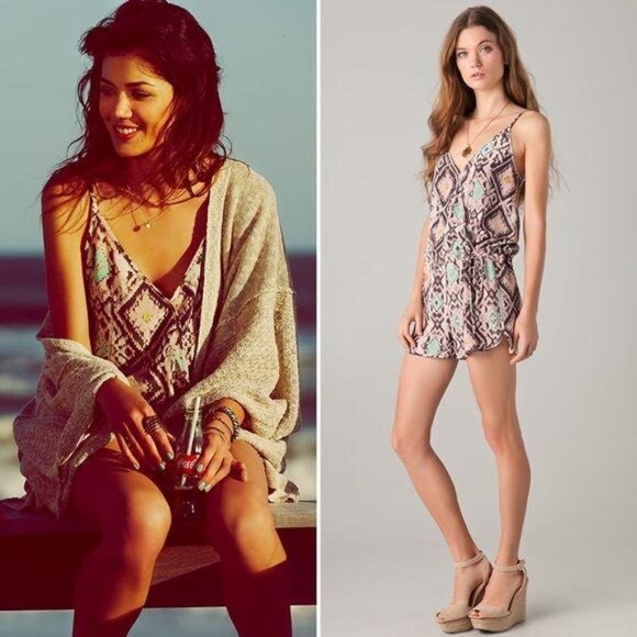 Rory Beca Romper Size Medium Aztec Kees Wrap Boho V Neck 100% Silk Pink Sz M - Picture 8 of 8